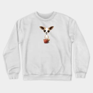 Chihuahua Puppy Dog Playing With Basketball Crewneck Sweatshirt